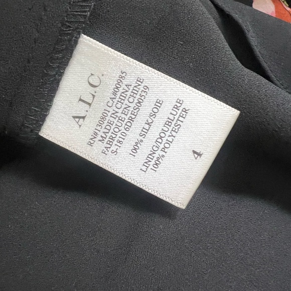 A.L.C. Annette Long Sleeve Silk Mini Dress Black Multi Color Floral Size 4 - Picture 9 of 9